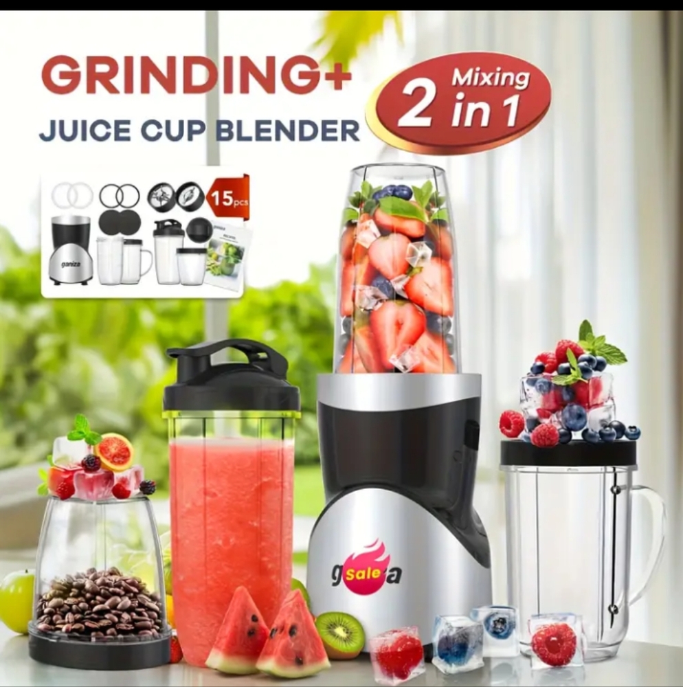 Silver and Black Blenders for Smoothies And Ice Crush with 15pcs Blender&Grinder
